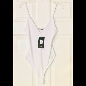 NEW Fashion Nova White Sleek & Slay Bodysuit Size S